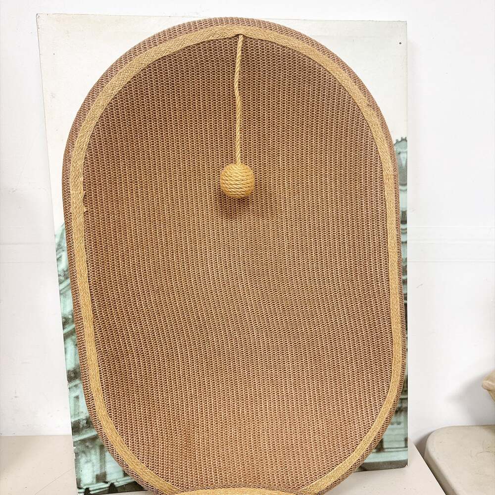 Oval Sisal Cat Scratcher Bed Lounge with Hanging Ball Toy Natural Brown